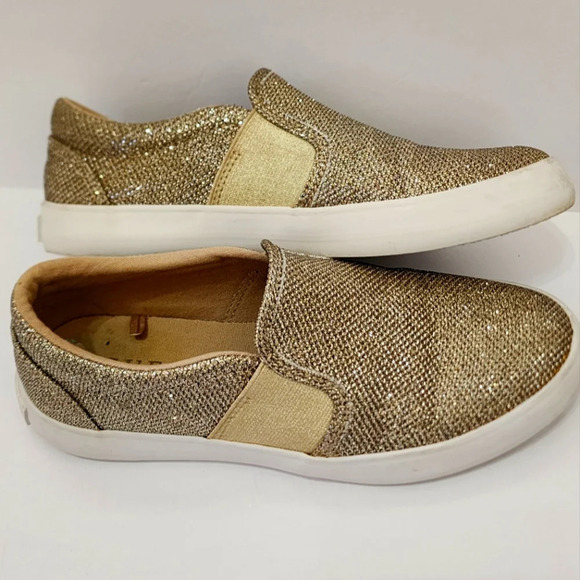 Guess Girls Gold Glitter Slip-On Shoes Girlhoodcore Comfy Soft Sneakers, sz 5.5 - Picture 3 of 15